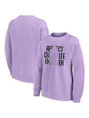 Fanatics Oversized Purple Everton EITC Respect Celebrate Empower Graphic Crew Sweatshirt Womens - Image 1 of 3