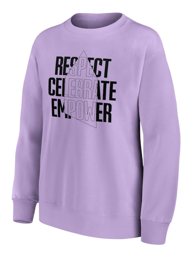 Fanatics Oversized Purple Everton EITC Respect Celebrate Empower Graphic Crew Sweatshirt Womens - Image 2 of 3