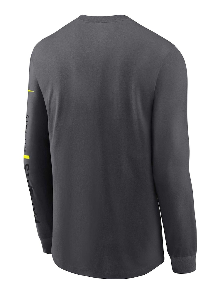 Fanatics Grey NFL New England Patriots VOLT Long Sleeve Dri-FIT Cotton T-Shirt - Image 3 of 3 Fanatics Grey NFL New England Patriots VOLT Long Sleeve Dri-FIT Cotton T-Shirt - Image 3 of 3