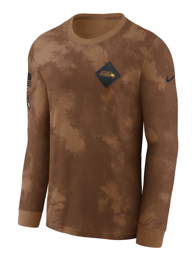 Fanatics NFL Seattle Seahawks Long Sleeve Salute To Service Brown T-Shirt 2023 - Image 2 of 3