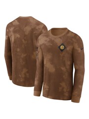 Fanatics NFL 100% Cotton Pittsburgh Steelers 2023 Long Sleeve Salute to Service Brown T-Shirt - Image 1 of 3