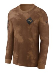 Fanatics NFL New England Patriots Long Sleeve Salute To Service 100% Cotton Brown T-Shirt 2023 - Image 2 of 3