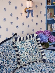 Cath Kidston Strawberry Garden Navy Strawberry Garden Polyfilled 100% Cotton Cushion - Image 1 of 6