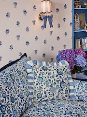 Cath Kidston Strawberry Garden Navy Strawberry Garden Polyfilled 100% Cotton Cushion - Image 2 of 6