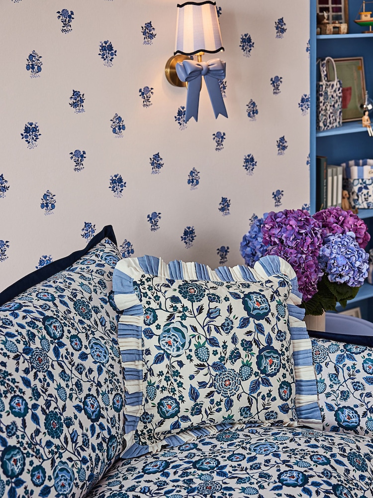 Cath Kidston Strawberry Garden Navy Strawberry Garden Polyfilled 100% Cotton Cushion - Image 2 of 6