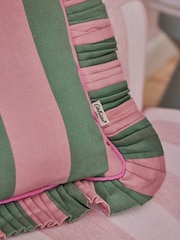 Cath Kidston Soft Pink Ruffle Stripe 100% Cotton Cushion - Image 2 of 5