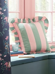 Cath Kidston Soft Pink Ruffle Stripe 100% Cotton Cushion - Image 4 of 5