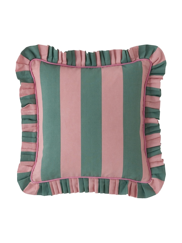 Cath Kidston Soft Pink Ruffle Stripe 100% Cotton Cushion - Image 5 of 5