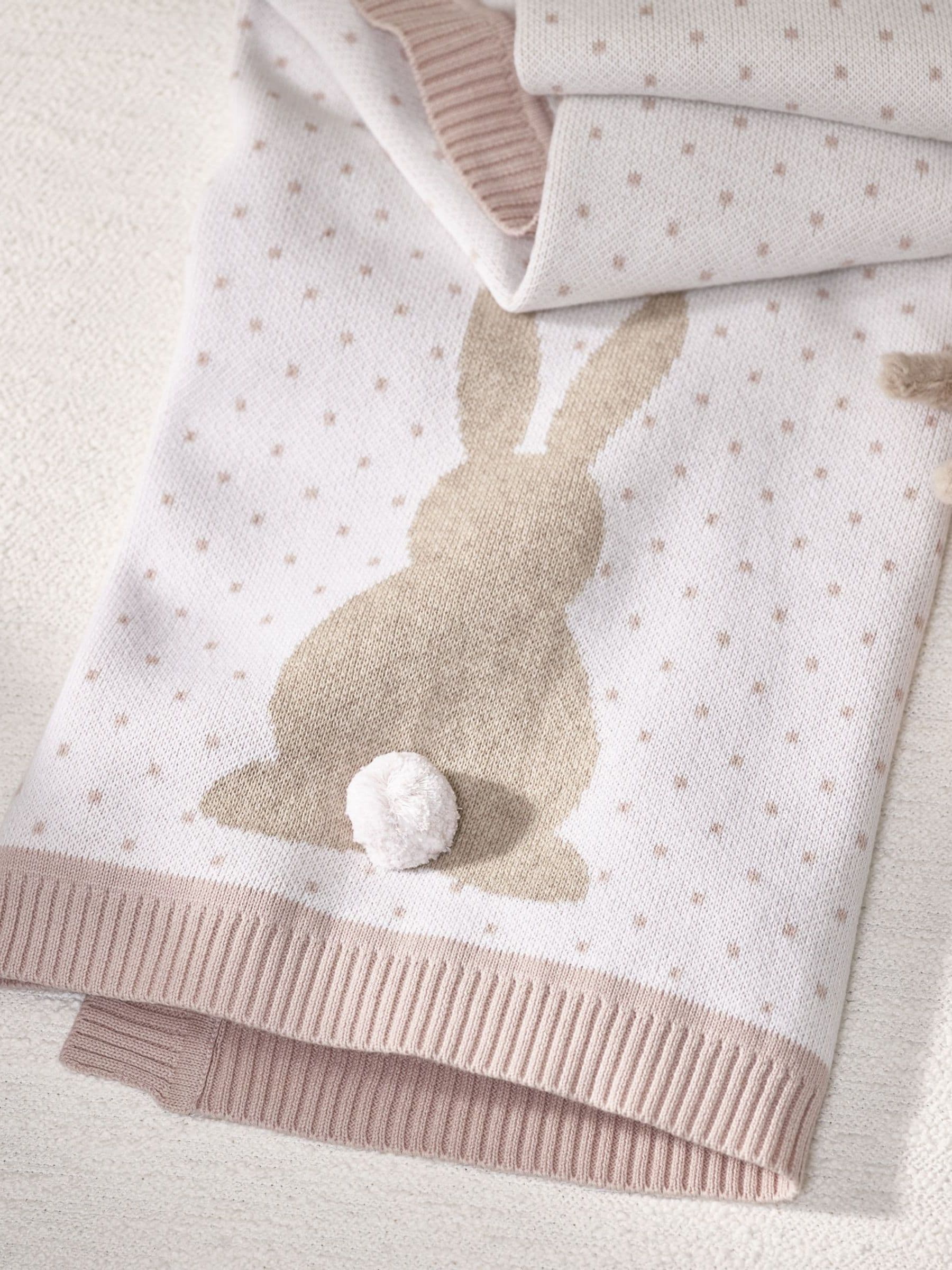 Buy The White Company Pink Pom Bunny Baby Blanket from Next Luxembourg