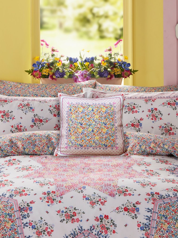 Cath Kidston Pink Patchwork 100% Cotton Cushion - Image 1 of 2