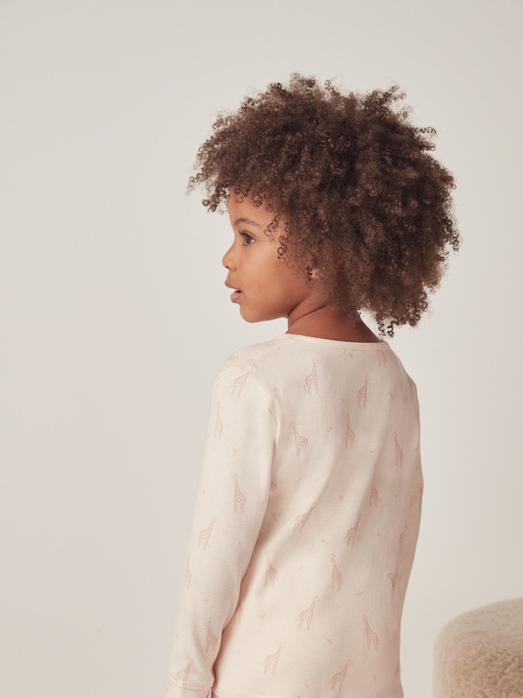 The White Company Pink Cotton Giraffe Print 100% Cotton Pyjamas - Image 2 of 6