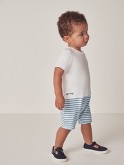 The White Company 100% Cotton Race Car Jersey White Romper - Image 1 of 6