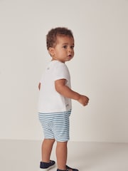 The White Company 100% Cotton Race Car Jersey White Romper - Image 2 of 6