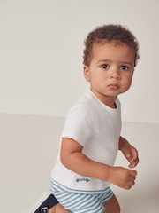 The White Company 100% Cotton Race Car Jersey White Romper - Image 3 of 6