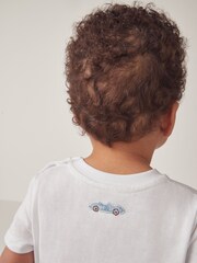 The White Company 100% Cotton Race Car Jersey White Romper - Image 4 of 6