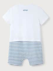 The White Company 100% Cotton Race Car Jersey White Romper - Image 6 of 6