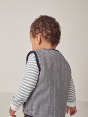 The White Company Blue Cotton Stripe Twill Gilet - Image 2 of 8