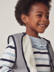 The White Company Blue Cotton Stripe Twill Gilet - Image 4 of 8