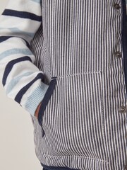 The White Company Blue Cotton Stripe Twill Gilet - Image 5 of 8