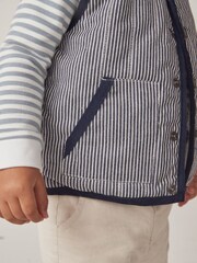 The White Company Blue Cotton Stripe Twill Gilet - Image 6 of 8