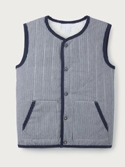 The White Company Blue Cotton Stripe Twill Gilet - Image 7 of 8