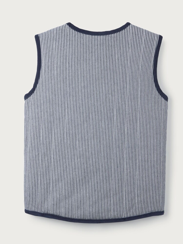 The White Company Blue Cotton Stripe Twill Gilet - Image 8 of 8