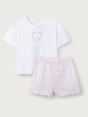 The White Company Pyjama mit Karomuster und Stickerei mit Herzmotiv aus 100 % Baumwolle - Bild 5 von 6
