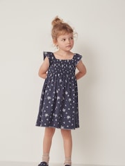 The White Company Blue Camille 100% Cotton Frill Sleeve Jersey Dress - Image 1 of 12
