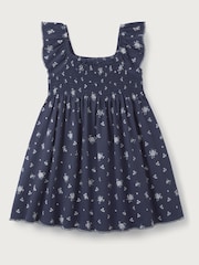 The White Company Blue Camille 100% Cotton Frill Sleeve Jersey Dress - Image 11 of 12