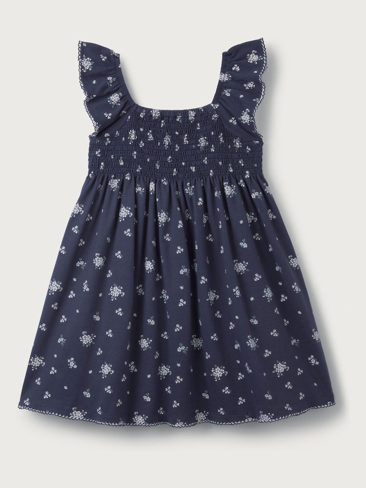 The White Company Blue Camille 100% Cotton Frill Sleeve Jersey Dress - Image 12 of 12