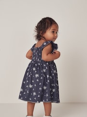 The White Company Blue Camille 100% Cotton Frill Sleeve Jersey Dress - Image 2 of 12