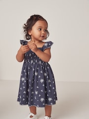 The White Company Blue Camille 100% Cotton Frill Sleeve Jersey Dress - Image 3 of 12