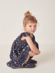 The White Company Blue Camille 100% Cotton Frill Sleeve Jersey Dress - Image 4 of 12