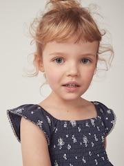 The White Company Blue Camille 100% Cotton Frill Sleeve Jersey Dress - Image 6 of 12