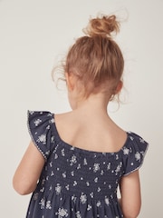 The White Company Blue Camille 100% Cotton Frill Sleeve Jersey Dress - Image 8 of 12