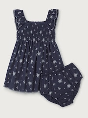 The White Company Blue Camille 100% Cotton Frill Sleeve Jersey Dress - Image 9 of 12