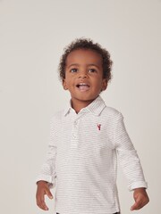 The White Company Cotton White Stripe Embroidered Lobster Polo Shirt - Image 1 of 6