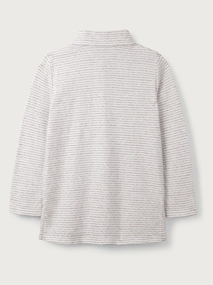 The White Company Cotton White Stripe Embroidered Lobster Polo Shirt - Image 6 of 6