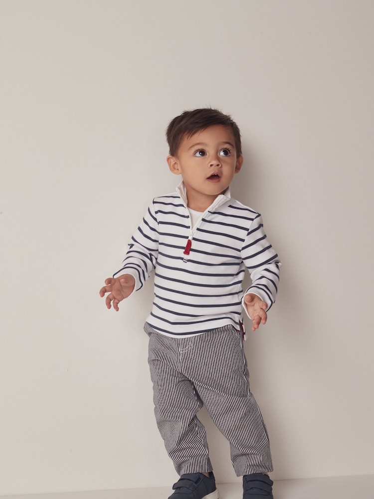 The White Company Blue Cotton Stripe Twill Trousers - Image 1 of 6
