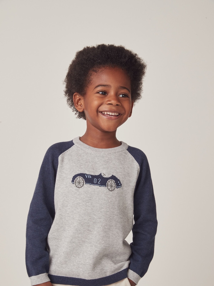 The White Company Grey Cotton Race Car Jumper - Image 1 of 9