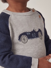 The White Company Grey Cotton Race Car Jumper - Image 7 of 9