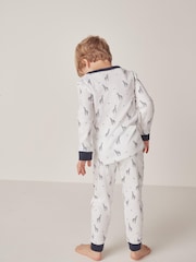 The White Company Cotton Giraffe Print 100% Cotton White Pyjamas - Image 2 of 6