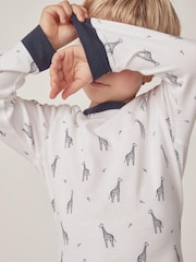 The White Company Cotton Giraffe Print 100% Cotton White Pyjamas - Image 3 of 6