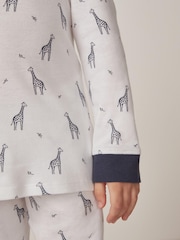 The White Company Cotton Giraffe Print 100% Cotton White Pyjamas - Image 4 of 6