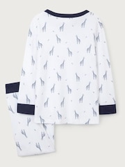 The White Company Cotton Giraffe Print 100% Cotton White Pyjamas - Image 6 of 6