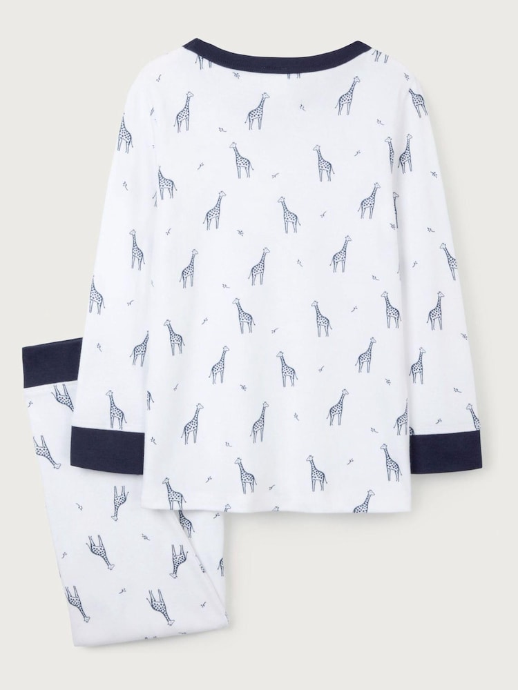 The White Company Cotton Giraffe Print 100% Cotton White Pyjamas - Image 6 of 6