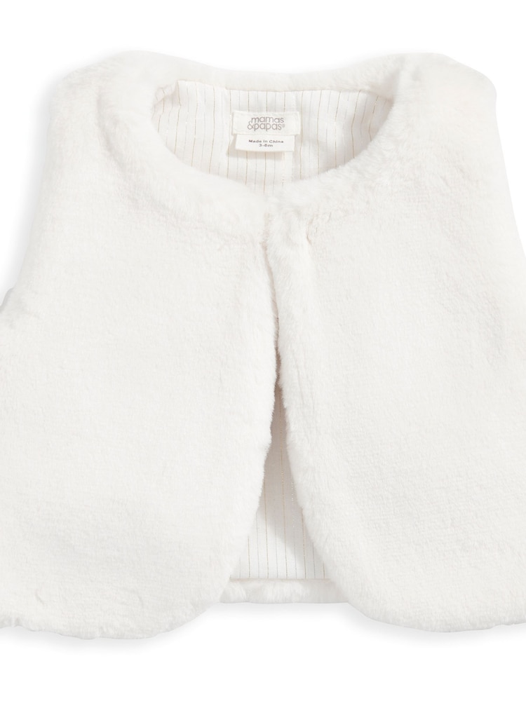 Mamas & Papas Cream Faux Fur Gilet - Image 3 of 4