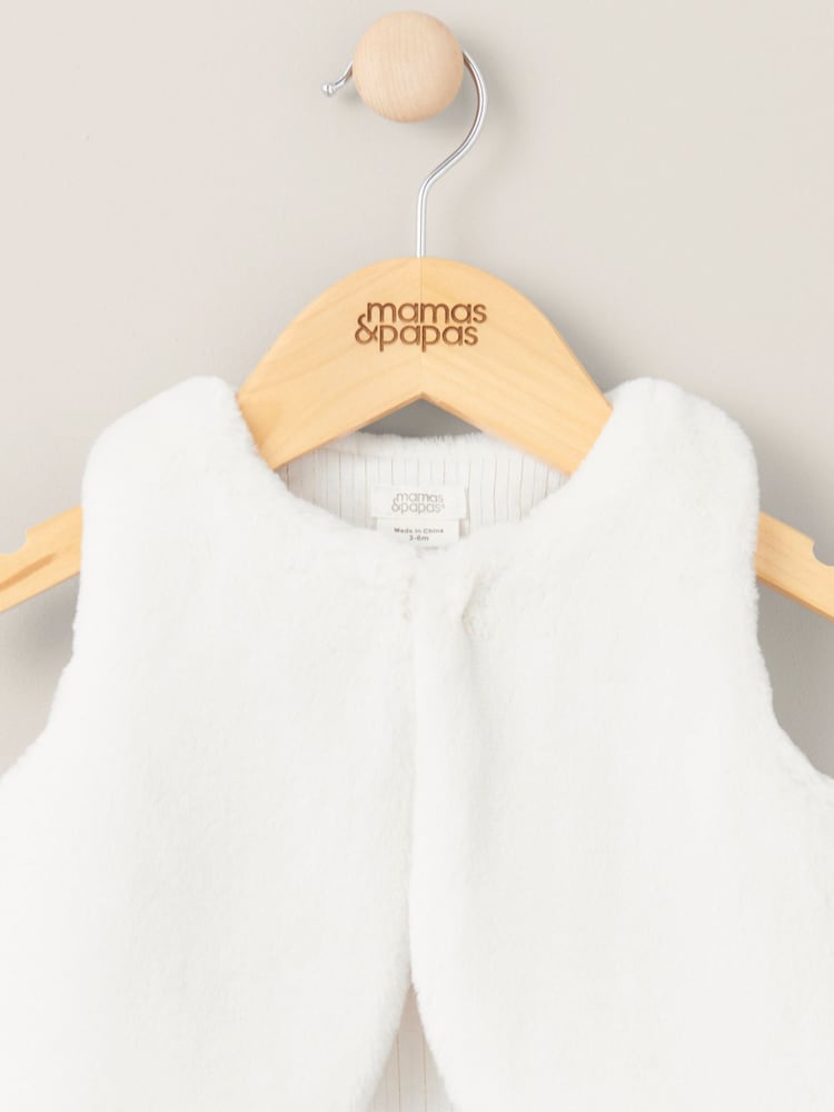 Mamas & Papas Cream Faux Fur Gilet - Image 4 of 4