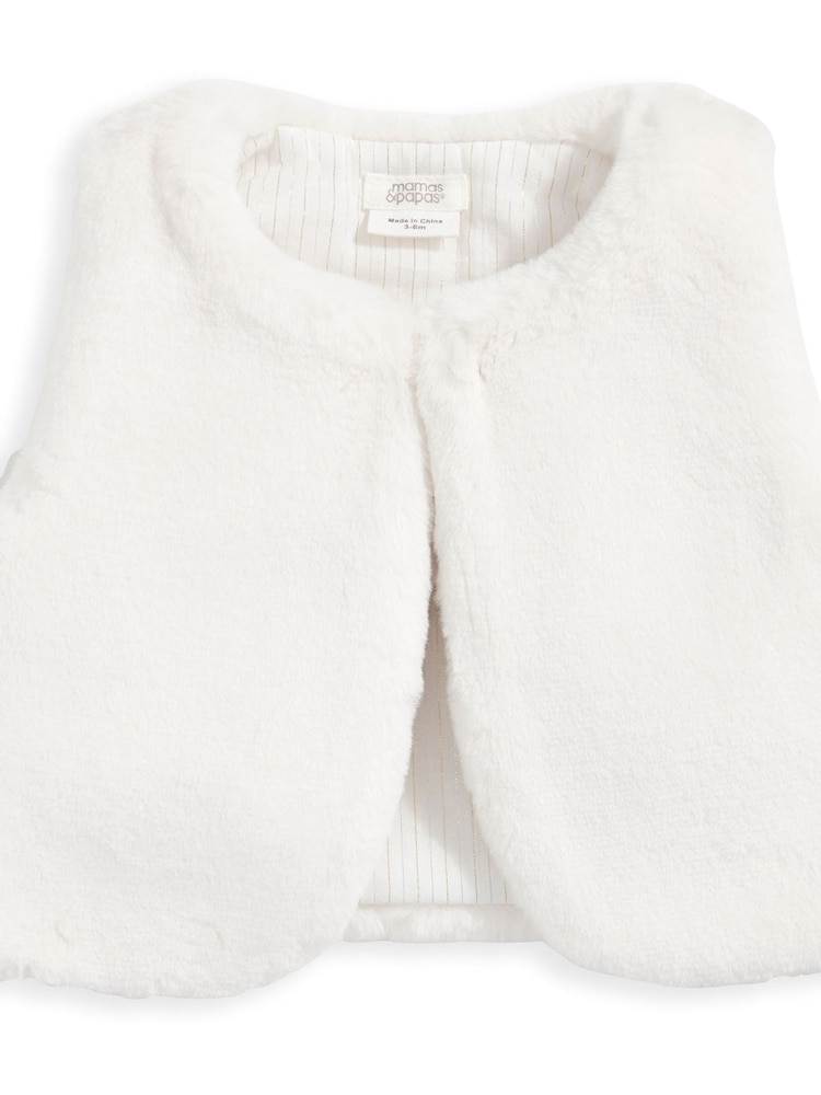 Mamas & Papas Cream Faux Fur Gilet - Image 5 of 5 Mamas & Papas Cream Faux Fur Gilet - Image 5 of 5