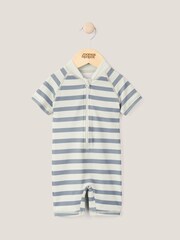 Mamas & Papas Blue Textured Bobble Stripe Short Sleeve Rashsuit - Image 1 of 3